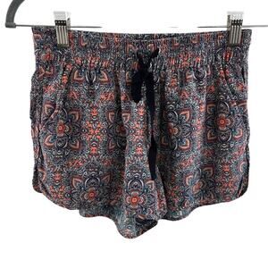 JOIE Medallion Printed Silk Elastic Waist Drawstring 3" Shorts Pocket X-Small XS